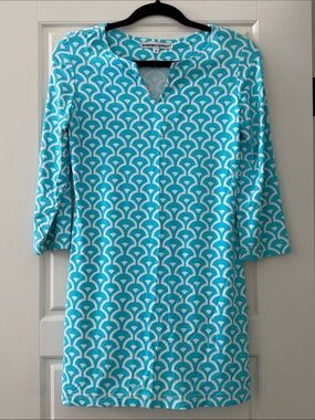 Barbara Gerwit Turquoise Patterned Shift Dress